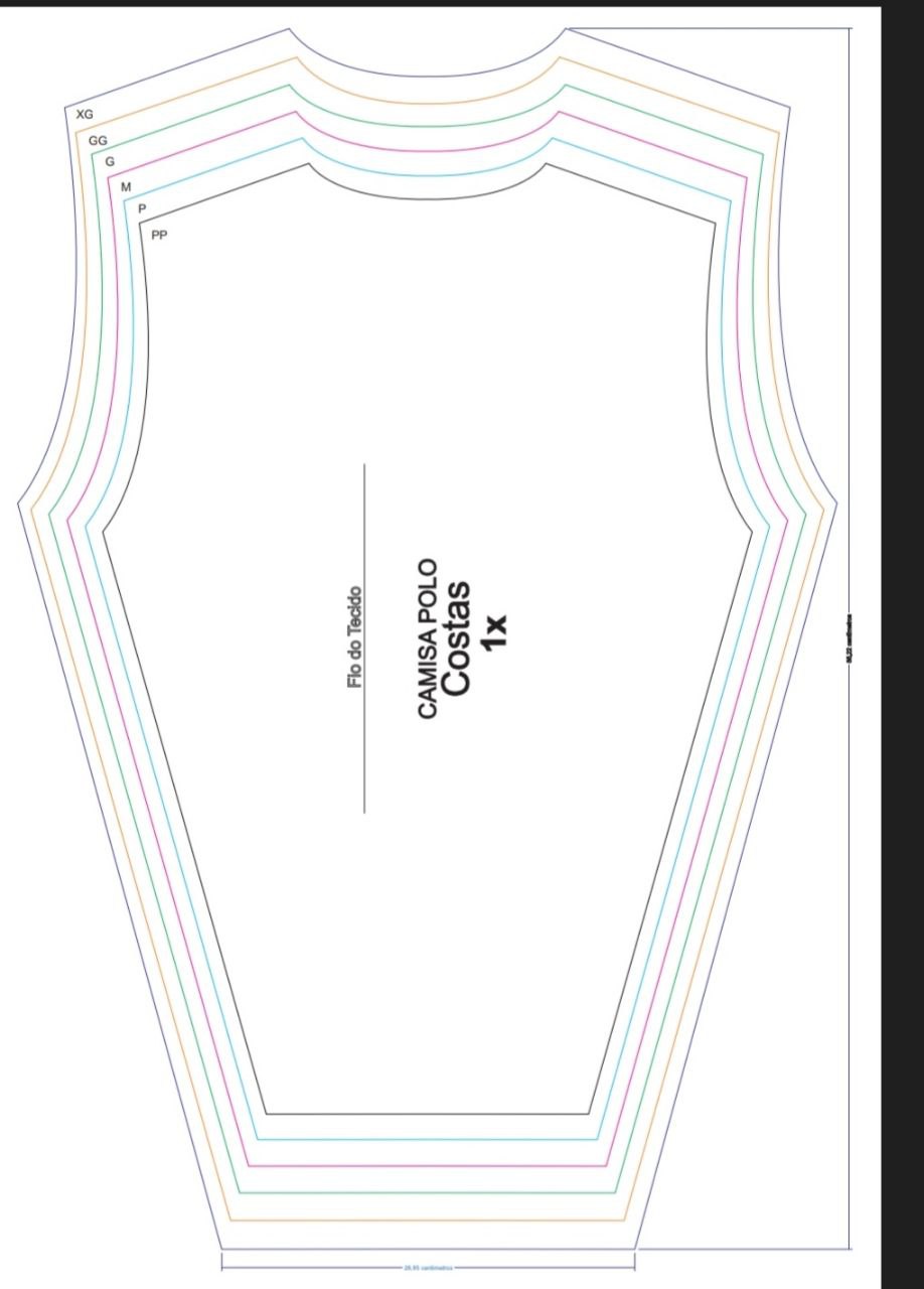 Molde camisa polo costas
